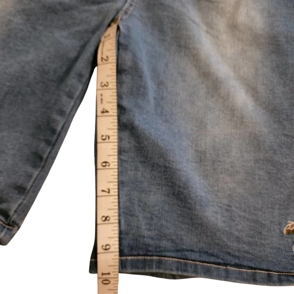 VINTAGE violet floral embroidered Stretch Jean Bermuda shorts‎ plus size 22 new!